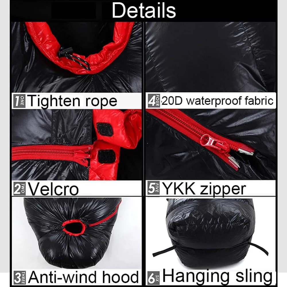 Down Sleeping Bag Down 30F 15F 0F Light Weight Ultralight Mummy Sleeping Bag Adult Waterproof Cold Weather Backpaking Camping Hiking Outdoor Stuff Sack Maintaining