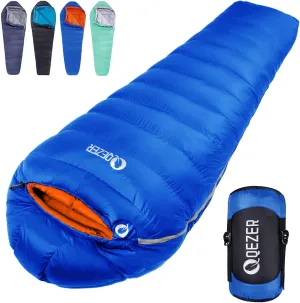 Down Sleeping Bag for Adults 0°F 10°F 15°F 20°F Backpacking Sleeping Bag for Cold Weather with Compression Sack