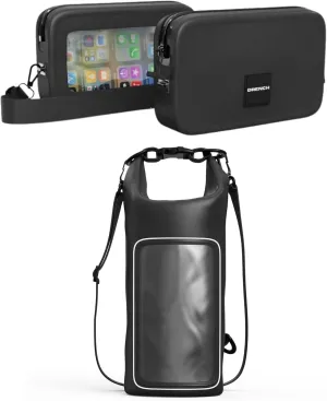 Drench 100% Waterproof Large Phone Pouch and 2L Floating Dry Bag, IPX8/IP68 Waterproof Case Set for iPhone Pro Max, Beach Travel, Kayaking, Boating, and Snorkeling