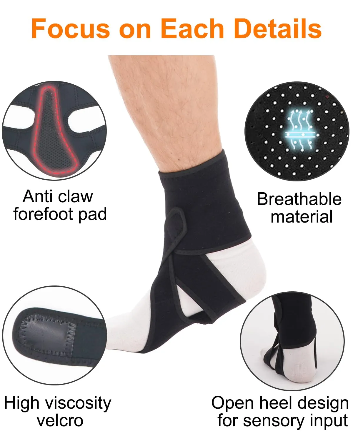 Drop Foot Brace, AFO Foot Drop Brace for Walking, Drop Foot Brace with Shoes, Soft Night Splint for Foot Drop, Foot Drop Brace for Sleeping, Adjustable Ankle Brace (Right)