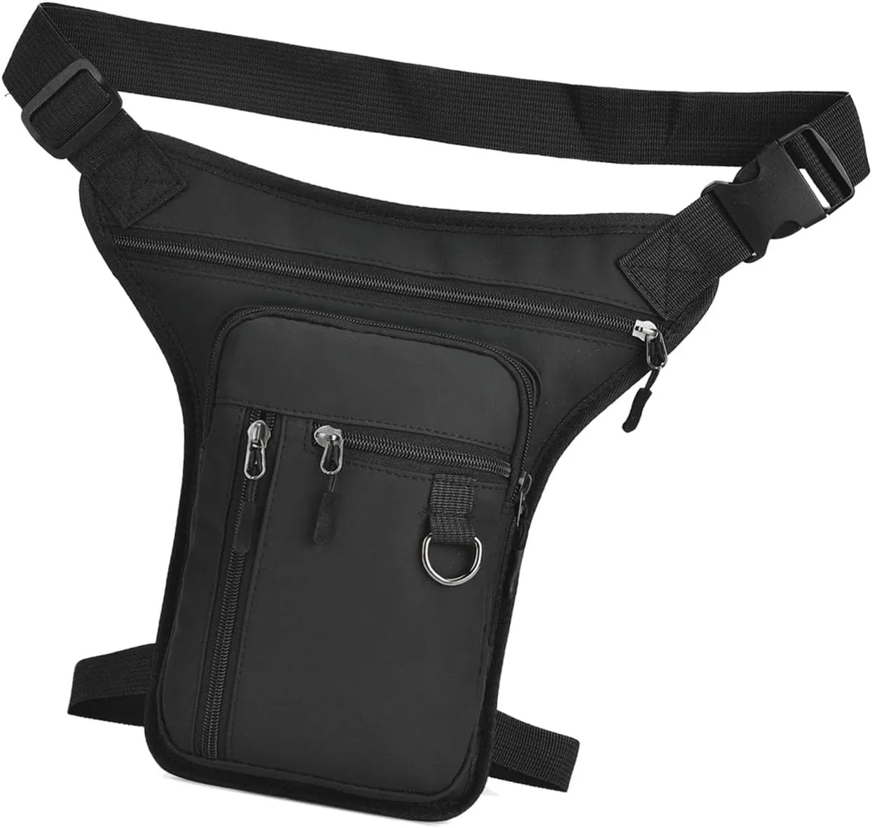 Drop Leg Bag Outdoor Thigh Bag Waist Pack Zip Closure Excellent Workmanship for Men Women Waterproof PU Material, Black