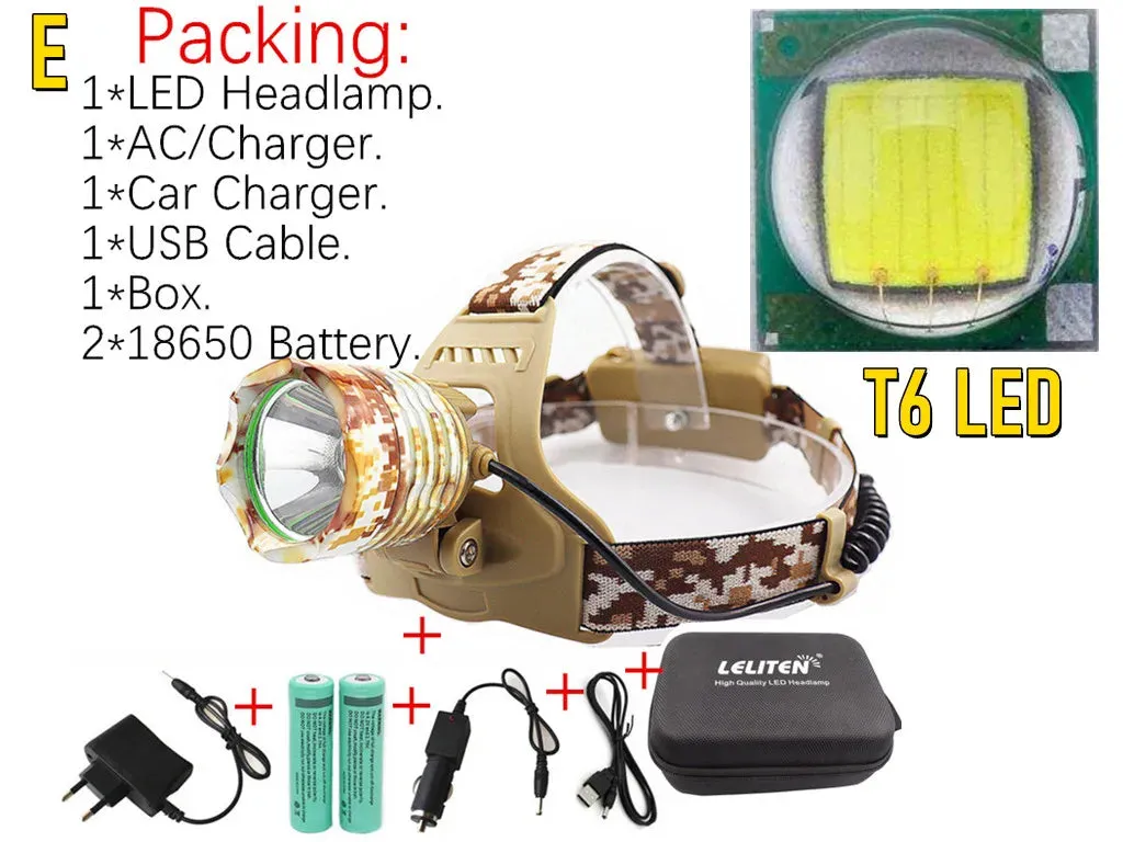 Drop Shipping ZOOM Headlamp XML-T6/L2 LED Headlamp Fishing Headlight Hunting light Camping Torch lantern Flashlight