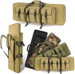 DULCE DOM 32/36/42/48/52 inch Double Rifle Case Soft Bag Gun Case, Perfect for Rifle Pistol Firearm Storage and Transportation, All Around Shooting Range Tactical Rifle Backpack, Indoor Outdoor