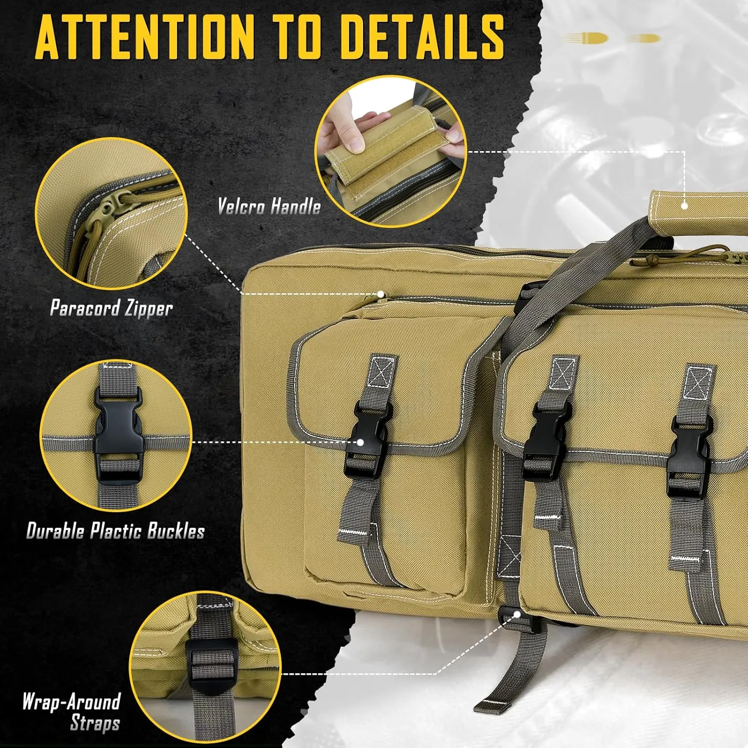 DULCE DOM 32/36/42/48/52 inch Double Rifle Case Soft Bag Gun Case, Perfect for Rifle Pistol Firearm Storage and Transportation, All Around Shooting Range Tactical Rifle Backpack, Indoor Outdoor