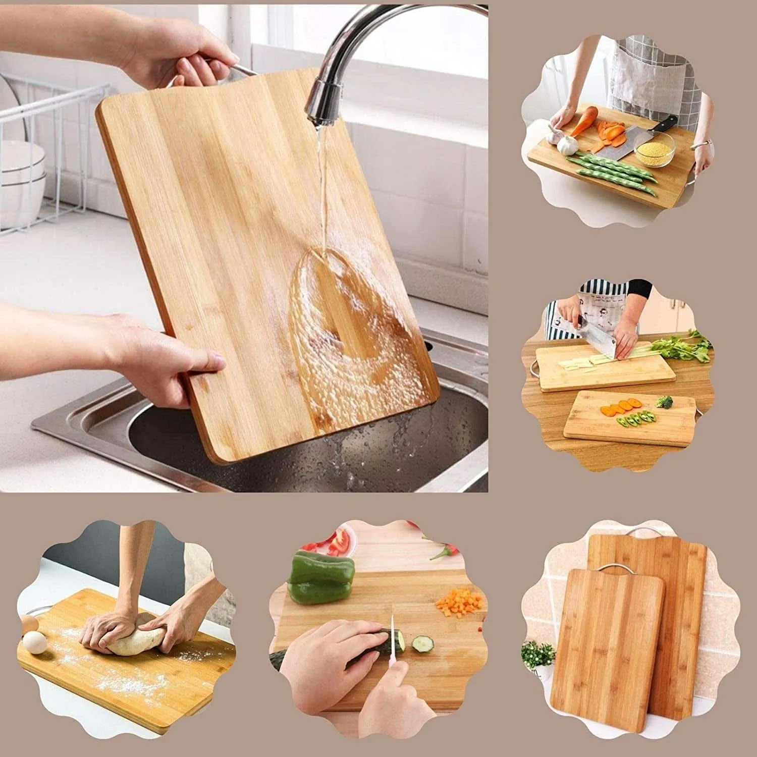 Durable Bamboo Cutting & Slicing Board with Holder