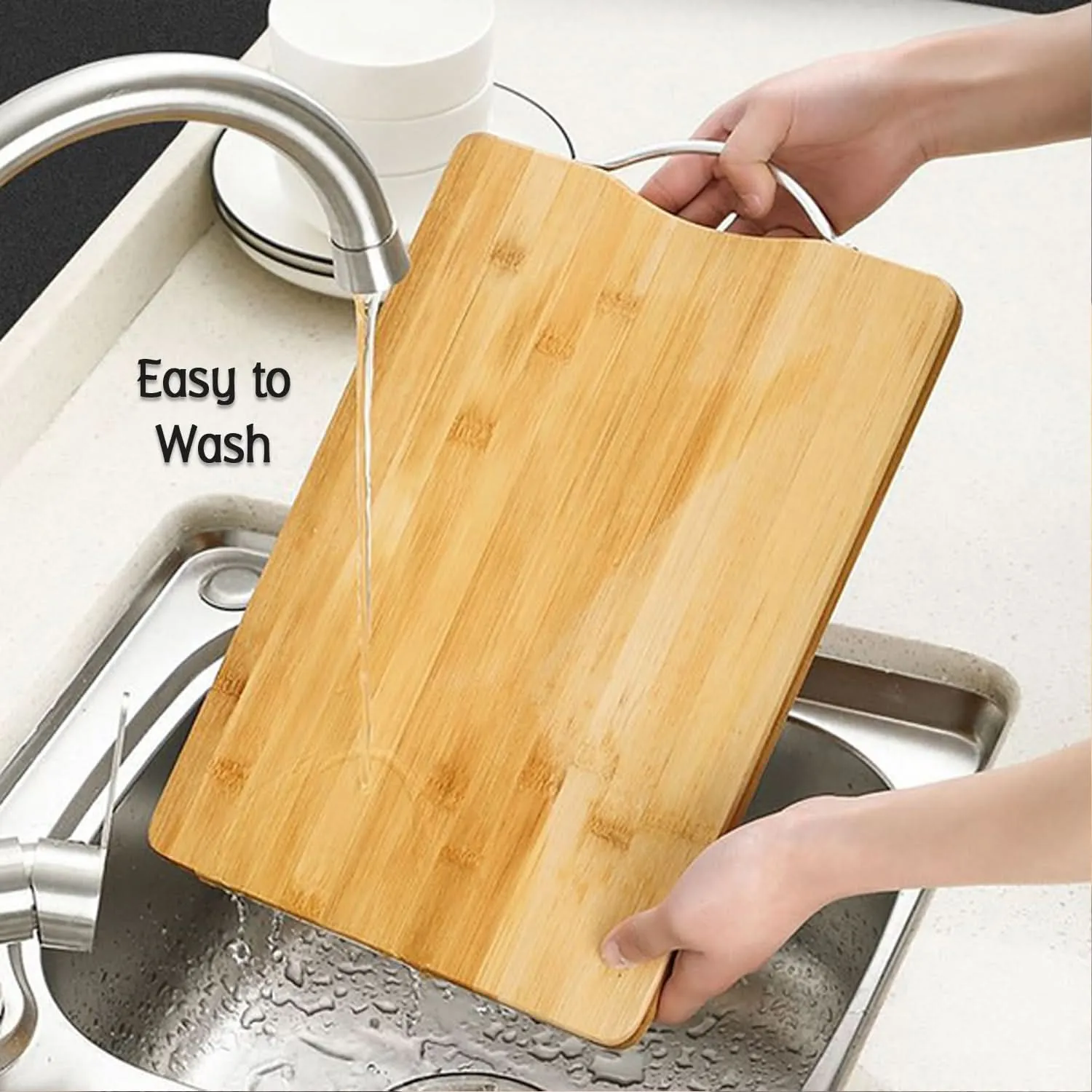 Durable Bamboo Cutting & Slicing Board with Holder