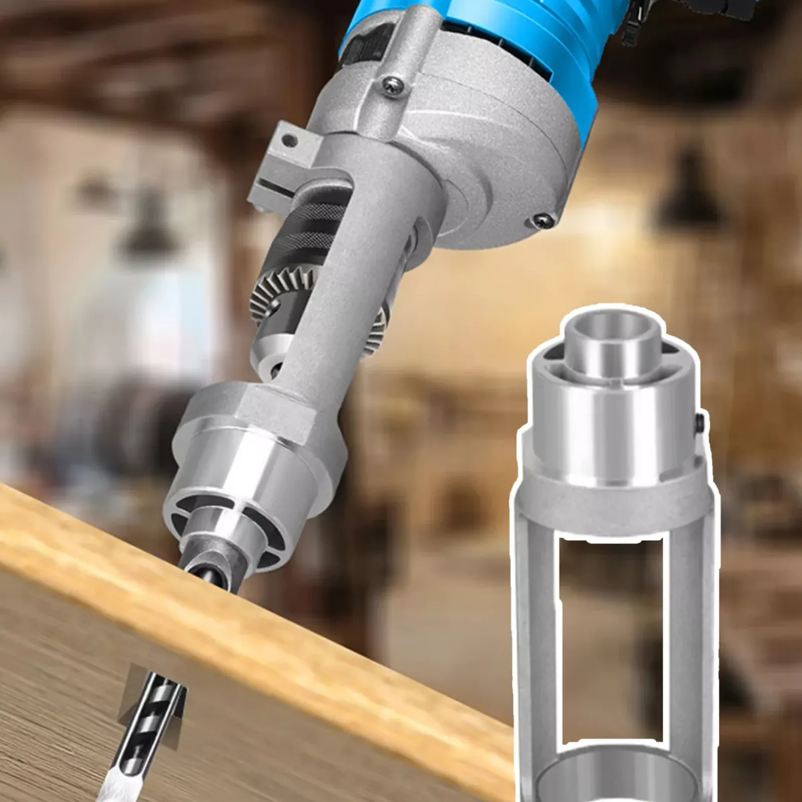 Durable Mortise Tool Square Hole Drill Bit Adapter Mortising Attachment