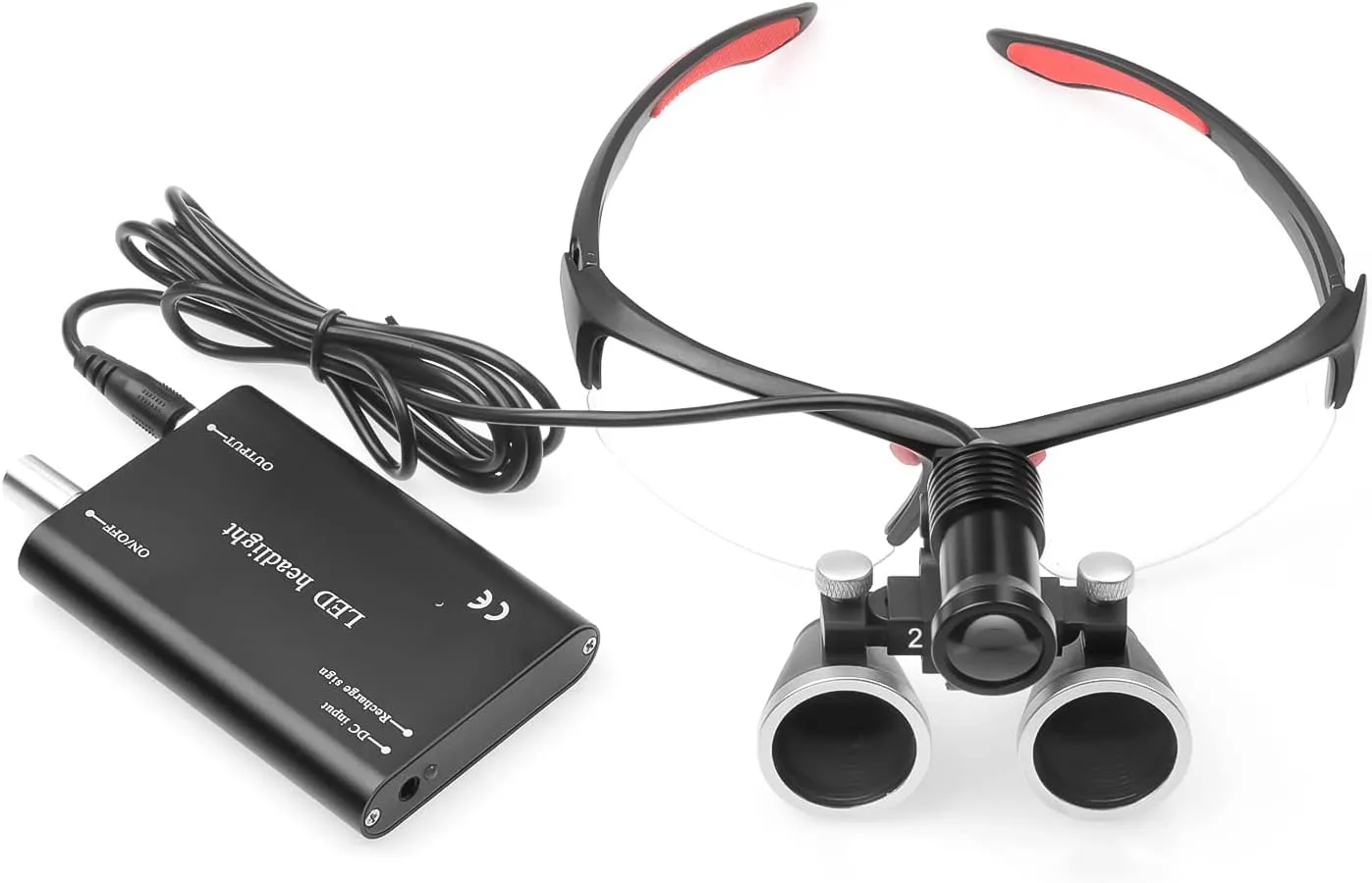 DY-409 2.5X420MM Dental Binocular Loupes with 5W LED Headlamp with Cloth Bag Color Black