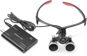 DY-409 2.5X420MM Dental Binocular Loupes with 5W LED Headlamp with Cloth Bag Color Black