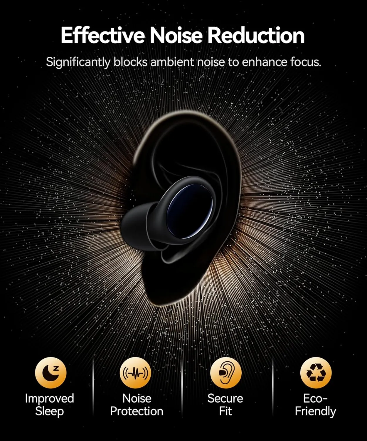 Ear Plugs for Sleeping, 45dB Ear Plugs for Noise Reduction, Reusable Noise Cancelling Ear Plugs for Concerts, Motorcycle, Travel - Silicone Hearing Protection Earplugs with 8 Eartips & Case Black