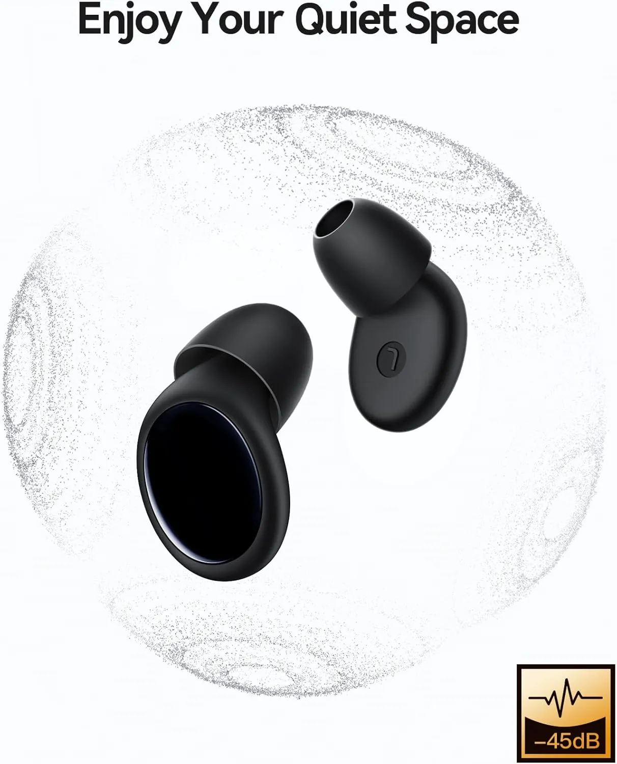 Ear Plugs for Sleeping, 45dB Ear Plugs for Noise Reduction, Reusable Noise Cancelling Ear Plugs for Concerts, Motorcycle, Travel - Silicone Hearing Protection Earplugs with 8 Eartips & Case Black