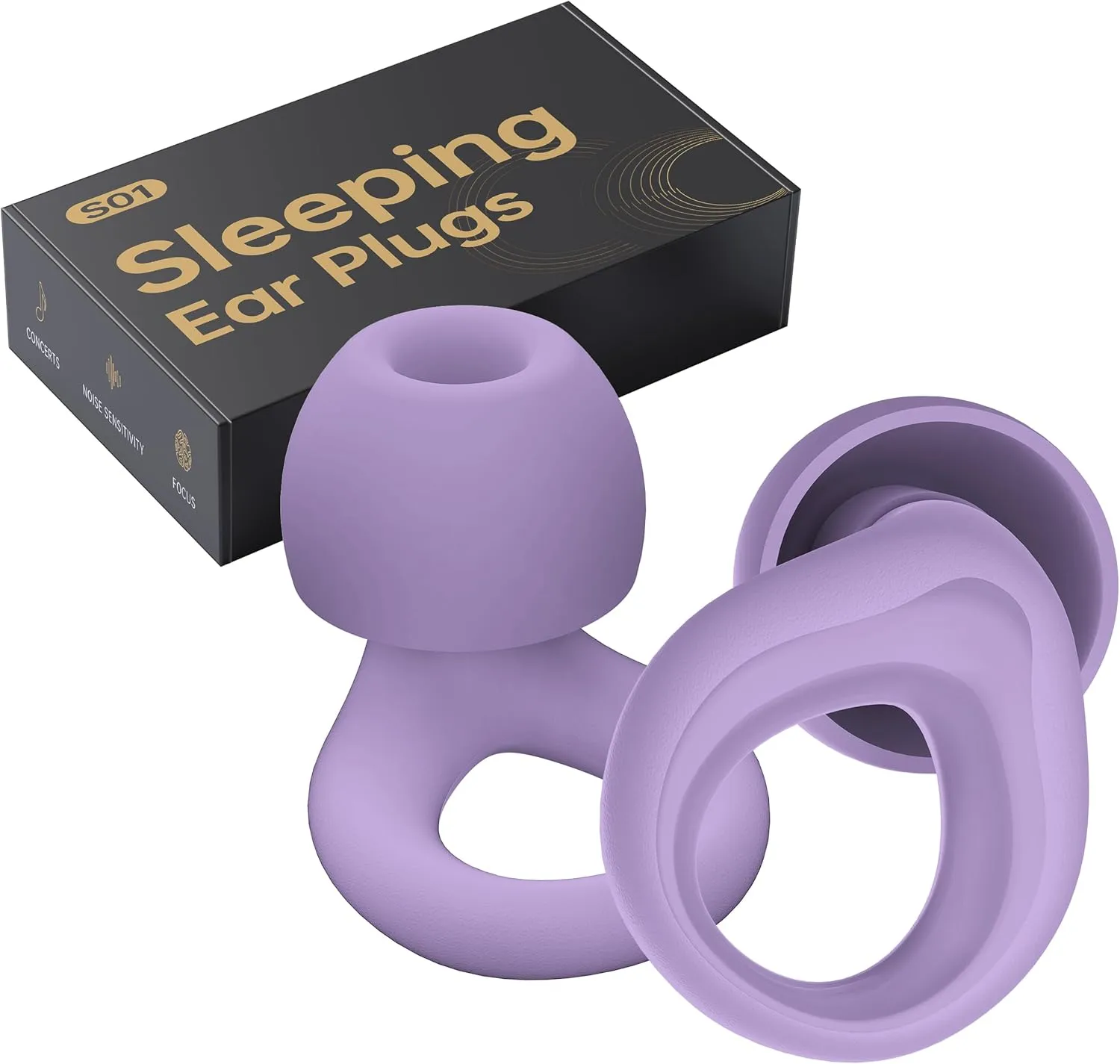 Ear Plugs for Sleeping Noise Cancelling, Reusable Silicone Earplugs for Sleeping, Noise Reduction, Deep Focus, Travel, High Fidelity Hearing Protection, 30dB Noise Reduction（Violet）