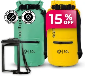 Earth Pak Waterproof Dry Bag with Zippered Pocket - Waterproof Dry Bag Backpack Keeps Gear Dry for Boating, Camping, Fishing, Beach Drybag, Kayak Accessories - Dry Bags Waterproof with Phone Case