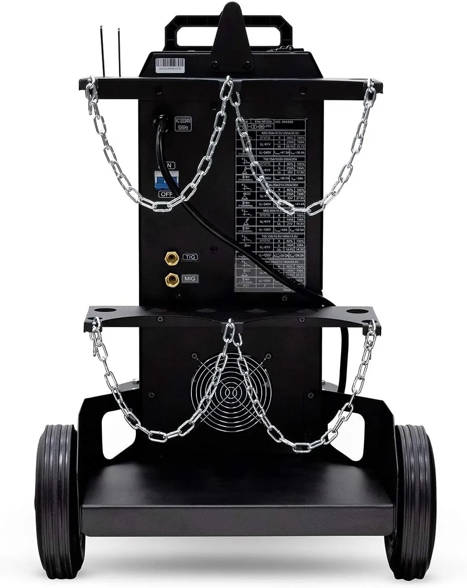 Eastwood MP250i Elite Multi-Process Welder | MIG - TIG - ARC Welding Machine Set | Rated Duty Cycle of 60% at 250 Amps| Black