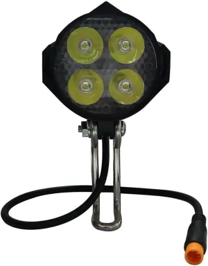 EBike LED Headlight 36V 48V Bike Front Light with Built-in Horn 4 Lights 3 Pin Connector for Night Riding Waterproof Bicycle Horn Headlight for E-Scooter