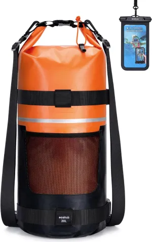 ECOHUB Waterproof Dry Bag for Women Men, 5L/10L/20L Roll Top Lightweight Dry Storage Bag Backpack for Travel Kayaking Hiking Floating with Waterproof Phone Case
