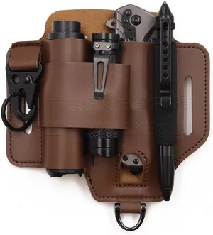 EDC Tactical Gear Organizer Pouch Durable Outdoor Survival Tool Belt Bag with Handheld Flashlight Holder Knife Sheath & Multi-Compartment Storage