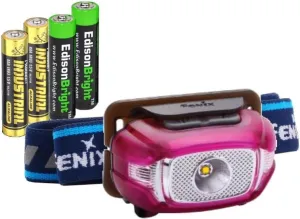 EdisonBright Fenix HL15 200 Lumen CREE LED Light Weight Jogging Headlamp (Puple Color Body) with 2 X AAA Alkaline Battery Bundle