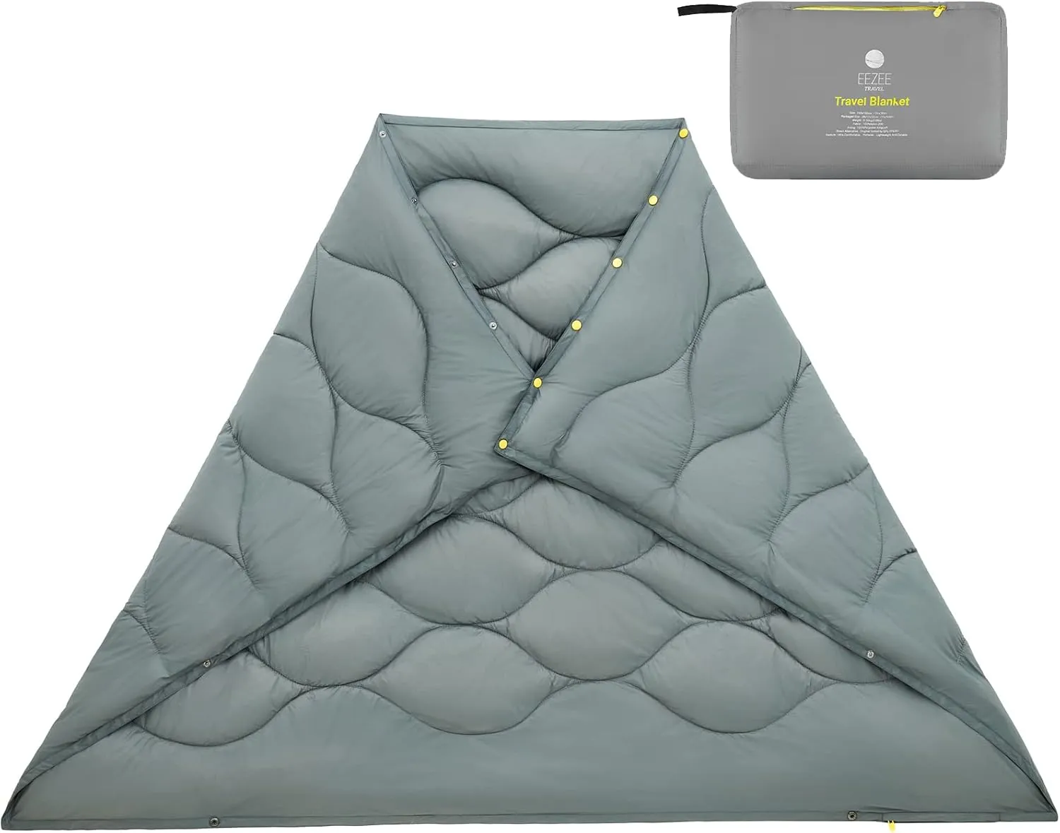 EEZEE Lightweight Backpacking Blanket Warm Camping Blanket Cold Weather Down Alternative Travel Blanket Compact Packable Camp Quilt Blanket Puffy for Stadium, Airplane, Festivals, Converts to A Poncho