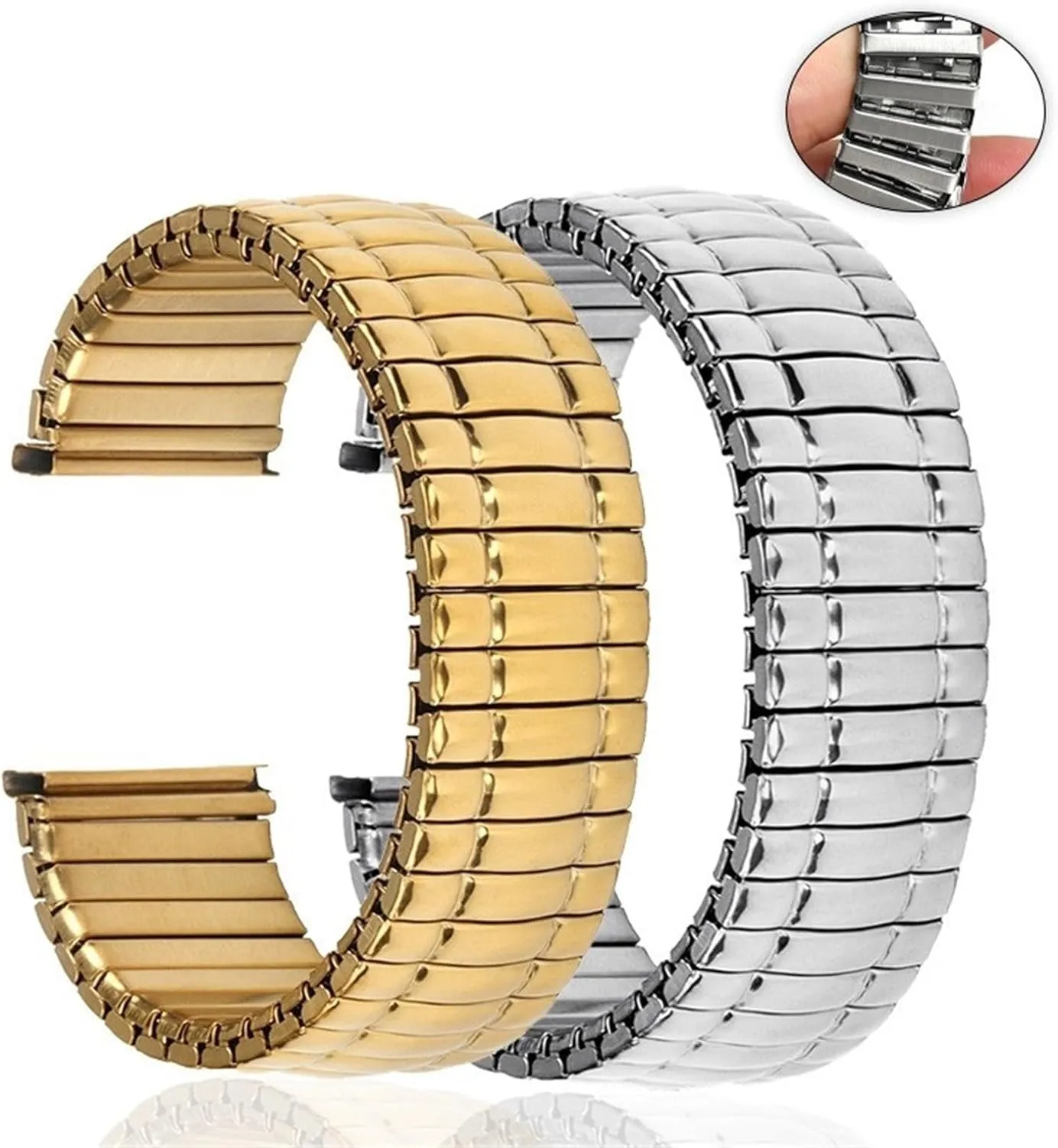 Elastic Stainless Steel Strap Metal Elastic Stretch Elastic Strap 18mm20mm Men's Women's Wristband Compatible Smart Watch Quartz Watch