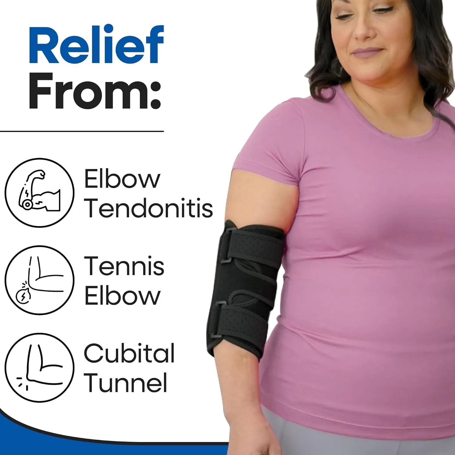 Elbow Splint Tendonitis Elbow Brace | Cubital Tunnel Brace for Sleeping | Tennis Elbow Brace Support & Compression Sleeve Elbow Immobilizer for Ulnar Nerve | Tennis Elbow Brace | Women & Men Fits Most