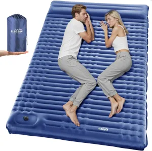 Elegear Double Sleeping Pad - 4" Ultra-Thick Self Inflating Camping Mat for 2 Persons with Built-in Pillow and Foot Pump
