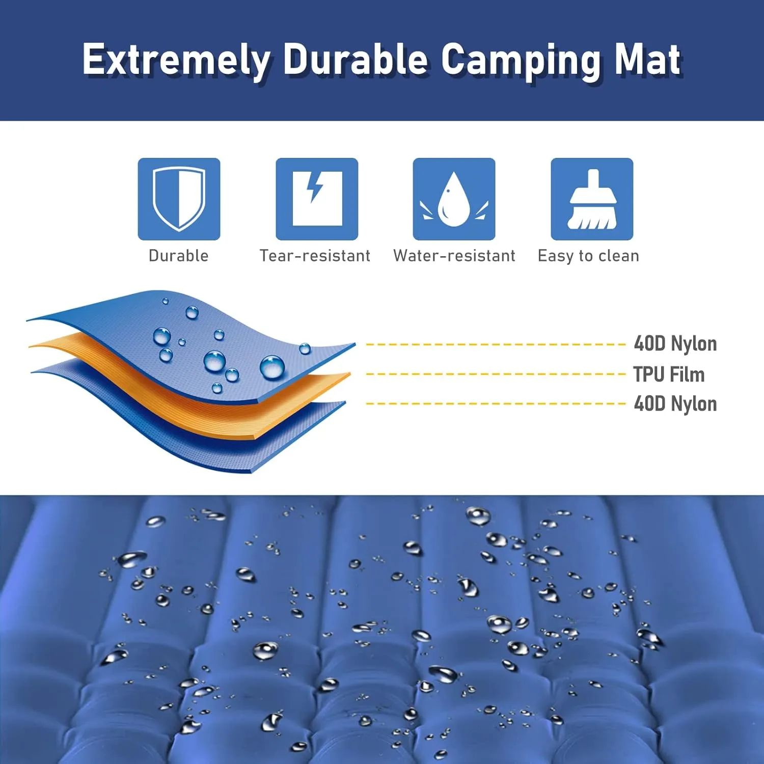 Elegear Double Sleeping Pad - 4" Ultra-Thick Self Inflating Camping Mat for 2 Persons with Built-in Pillow and Foot Pump