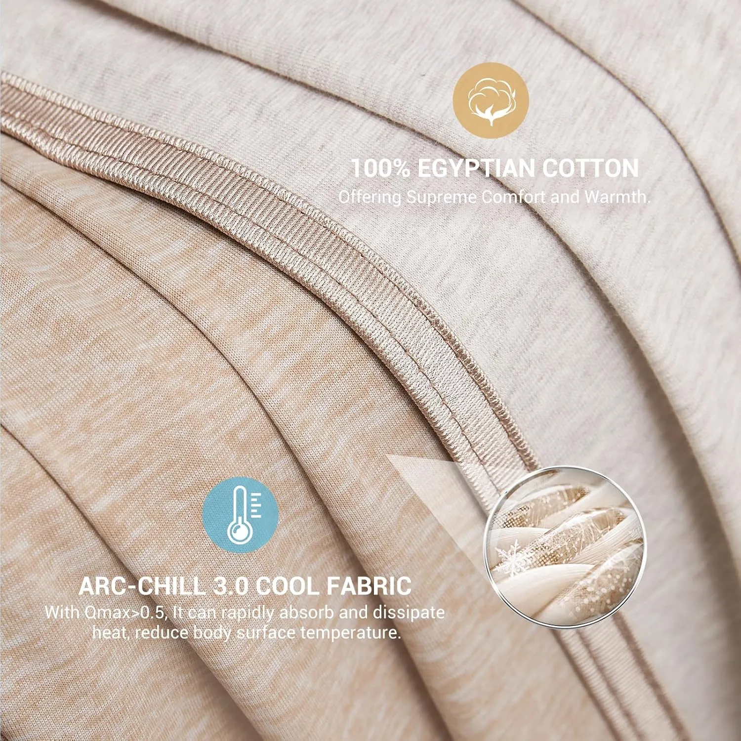 Elegear Revolutionary Cooling Blanket Throw Absorbs Heat to Keep Body Cool for Night Sweats, Arc-Chill 3.0 Cool Fiber Q-Max>0.5 for Hot Sleepers, Lightweight Summer Cold Blankets for Sleeping, Beige