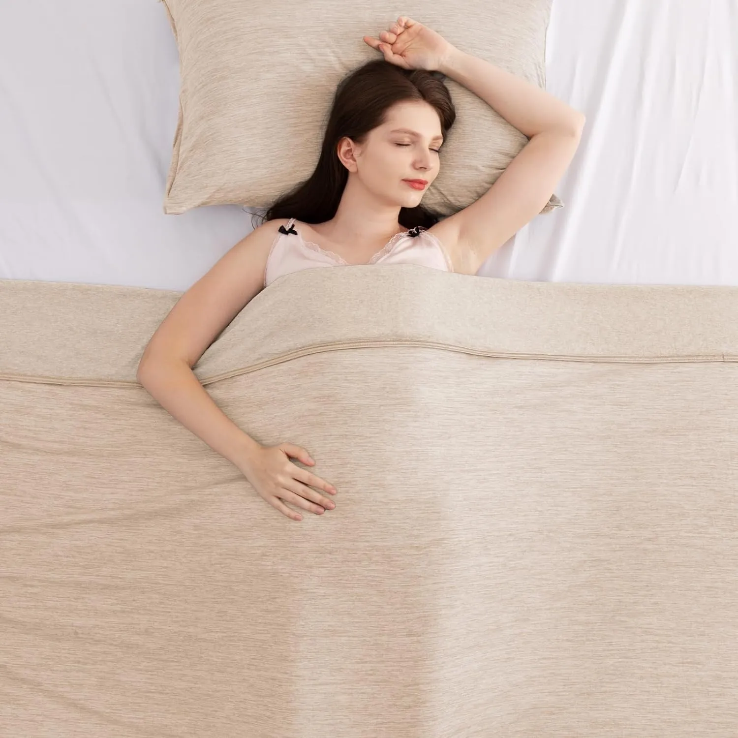 Elegear Revolutionary Cooling Blanket Throw Absorbs Heat to Keep Body Cool for Night Sweats, Arc-Chill 3.0 Cool Fiber Q-Max>0.5 for Hot Sleepers, Lightweight Summer Cold Blankets for Sleeping, Beige