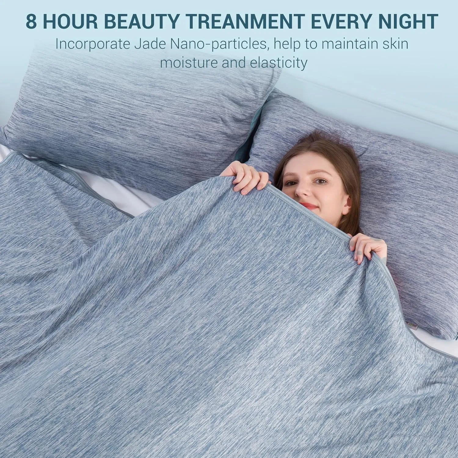 Elegear Revolutionary Cooling Blanket Throw Absorbs Heat to Keep Body Cool for Night Sweats, Arc-Chill 3.0 Cool Fiber Q-Max>0.5 for Hot Sleepers, Lightweight Summer Cold Blankets for Sleeping, Blue