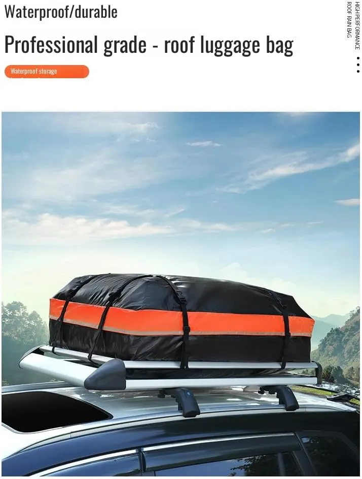 [Ellnis]【Waterproof Roof C Bag】 15" Car Roof Stora Bag with Adjustable STS & UV ion - HVY Du 600D PVC Mesh for SUVs/Cam - S Travel enti (6-Stitch Sm)
