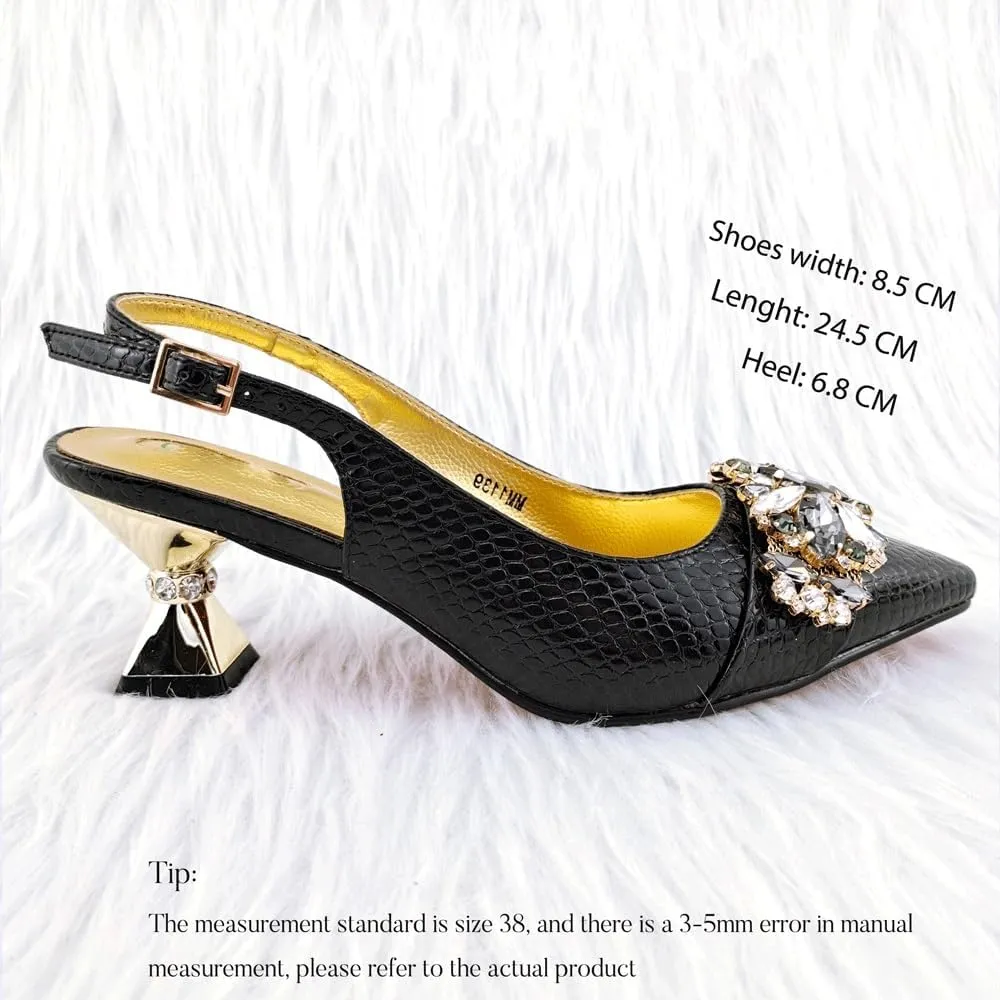 Embossed Varnish with Large Diamonds adorns Classic Noble Women's Shoes and Bag Sets(39)
