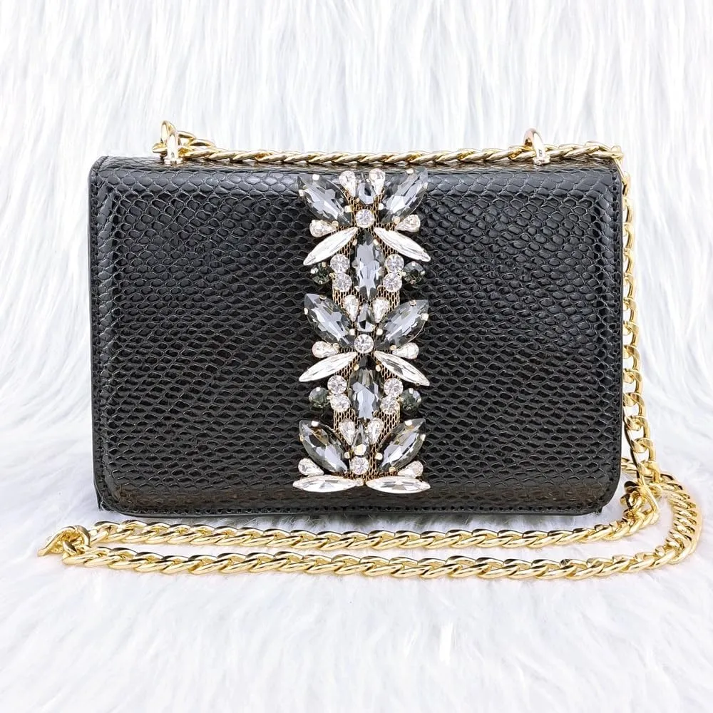 Embossed Varnish with Large Diamonds adorns Classic Noble Women's Shoes and Bag Sets(39)