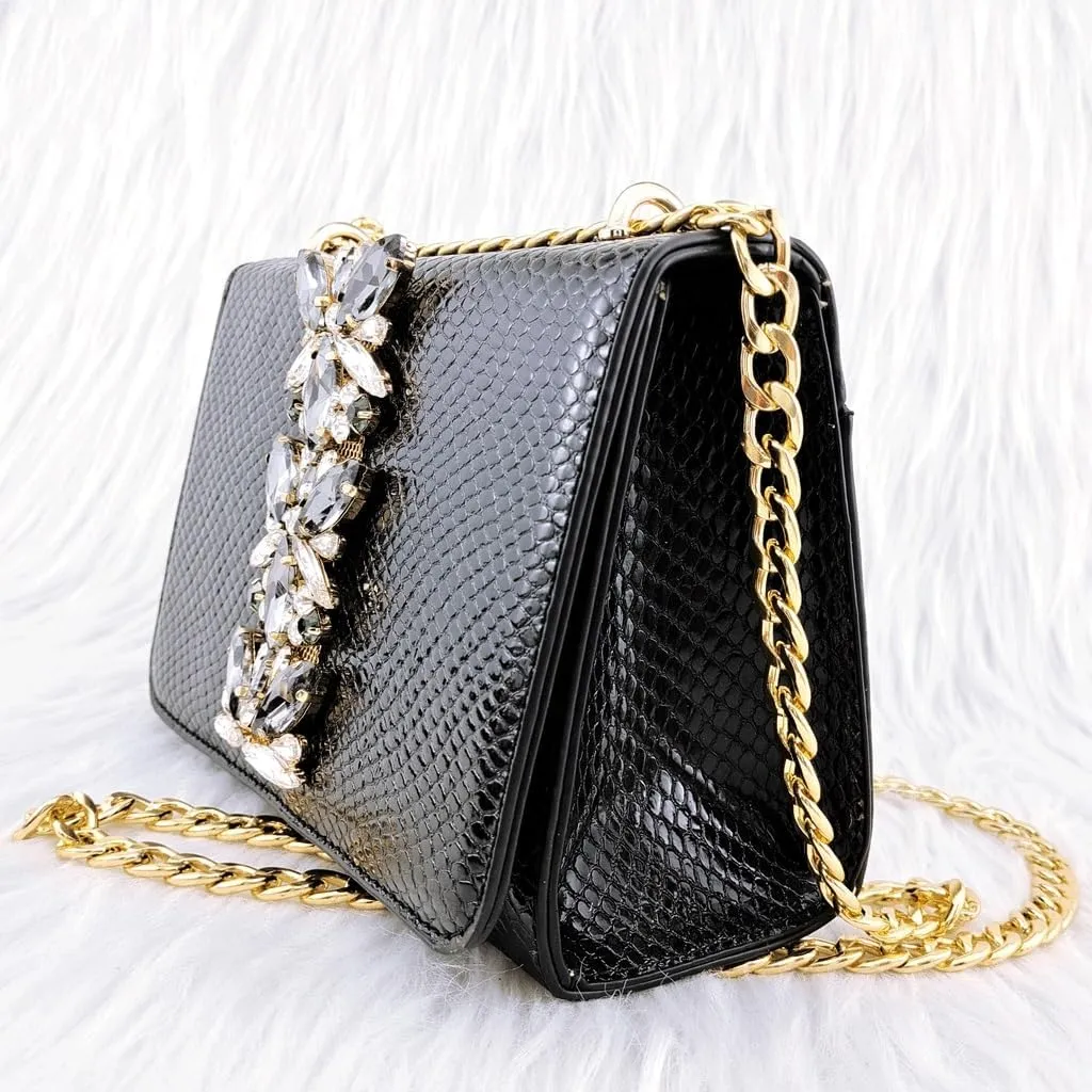 Embossed Varnish with Large Diamonds adorns Classic Noble Women's Shoes and Bag Sets(39)
