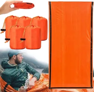 Emergency Sleeping Bag, 84"X36" Waterproof Emergency Sleeping Bags for Survival, Pocket Size Survival Blanket, Thermal Bivy Sack for Outdoor Camping, Hiking (6pc)