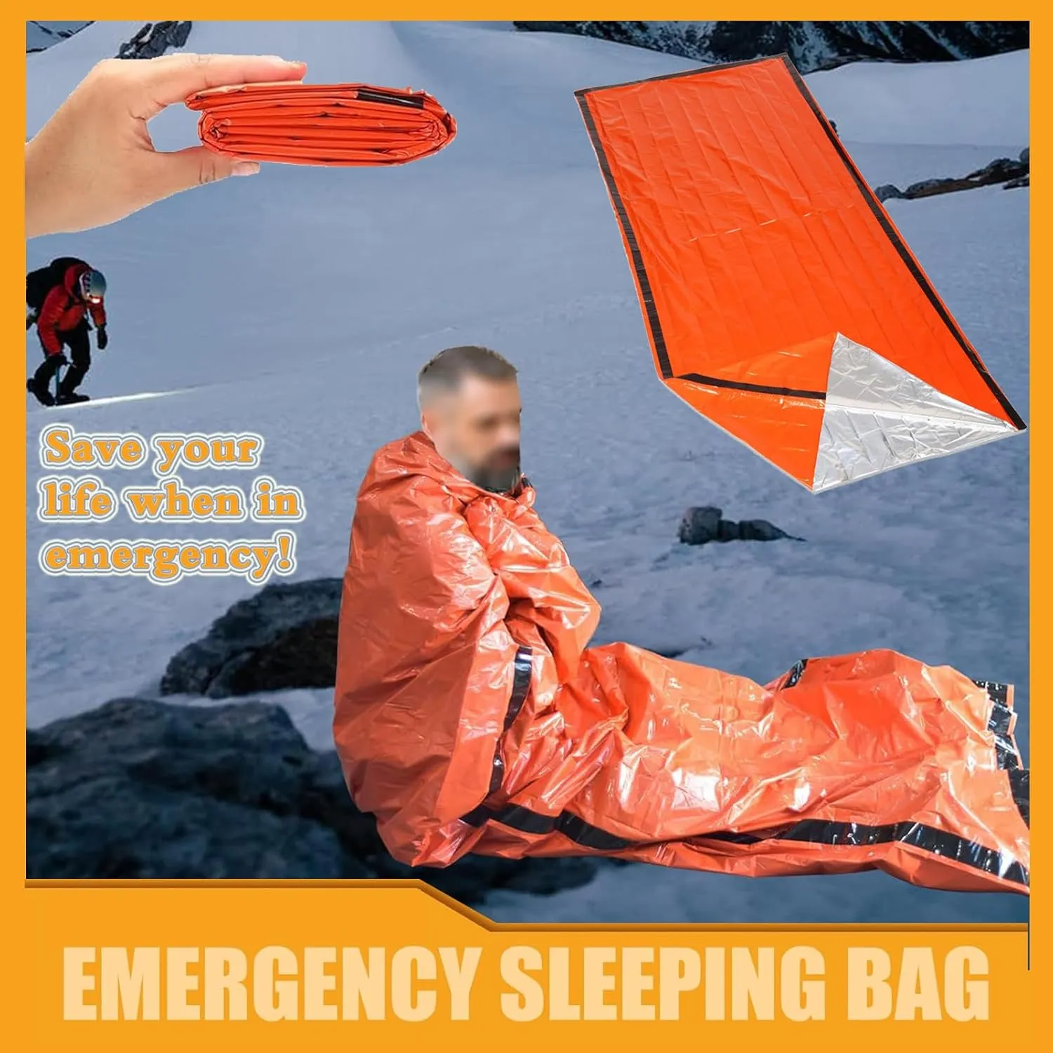 Emergency Sleeping Bag, Emergency Sleeping Bags for Survival,Tiny Portable Thermal Waterproof Bivy Sack Blanket for Camping, Hiking, Outdoor.