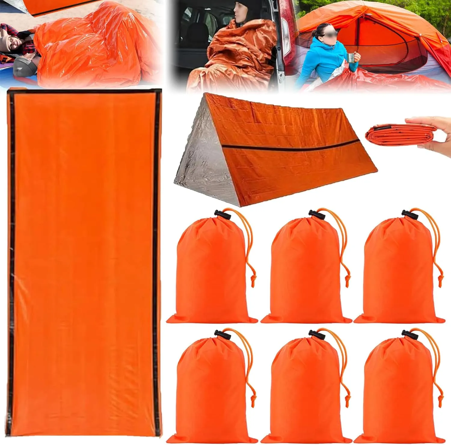 Emergency Sleeping Bag, Emergency Sleeping Bags for Survival,Tiny Portable Thermal Waterproof Bivy Sack Blanket for Camping, Hiking, Outdoor.