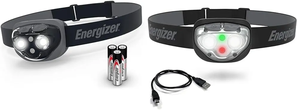 Energizer LED Headlamp Pro360, Rugged IPX4 Water Resistant Head Light, Ultra Bright Headlamps & Rechargeable LED Headlamp Pro400, IPX4 Water Resistant, High-Powered Bright LED