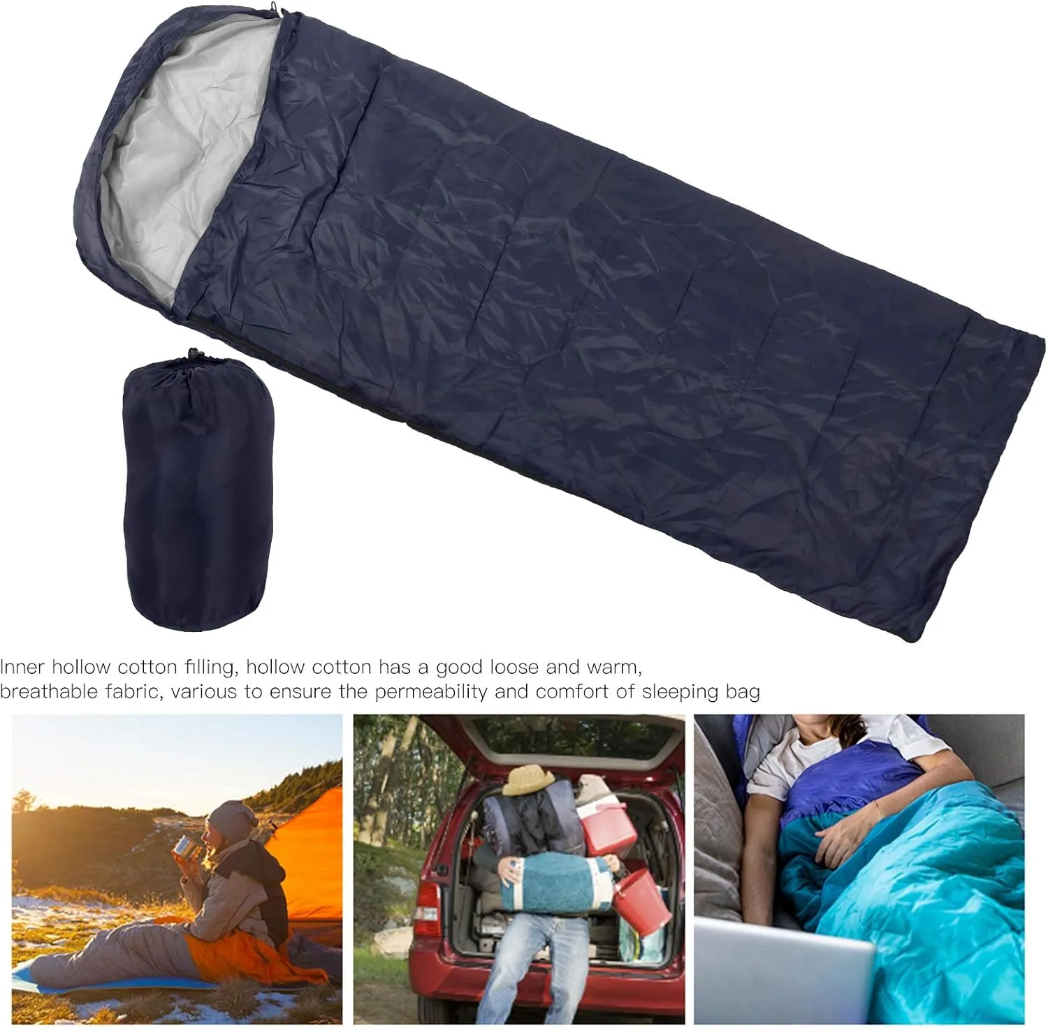 Envelope Sleeping Bag, Adult Outdoor Envelope Sleeping Bag, All Season Sleeping Bag with Hood, Waterproof Sleeping Bag for Camping, for Camping Hiking Backpacking