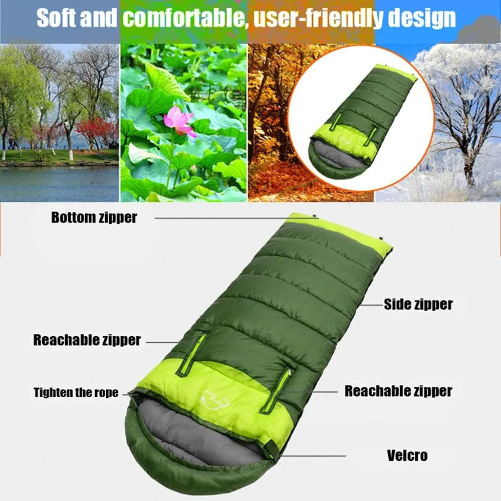 Envelope Sleeping Bag, Warm Waterproof Lightweight Camping Sleeping Bag, 190cm75cm,Can Be Spliced Double Sleeping Bag, Sleeping Bags for Adults and Children Camping -1kg_Green Left Super