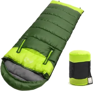 Envelope Sleeping Bag, Warm Waterproof Lightweight Camping Sleeping Bag, 190cm75cm,Can Be Spliced Double Sleeping Bag, Sleeping Bags for Adults and Children Camping -1kg_Green Left Super