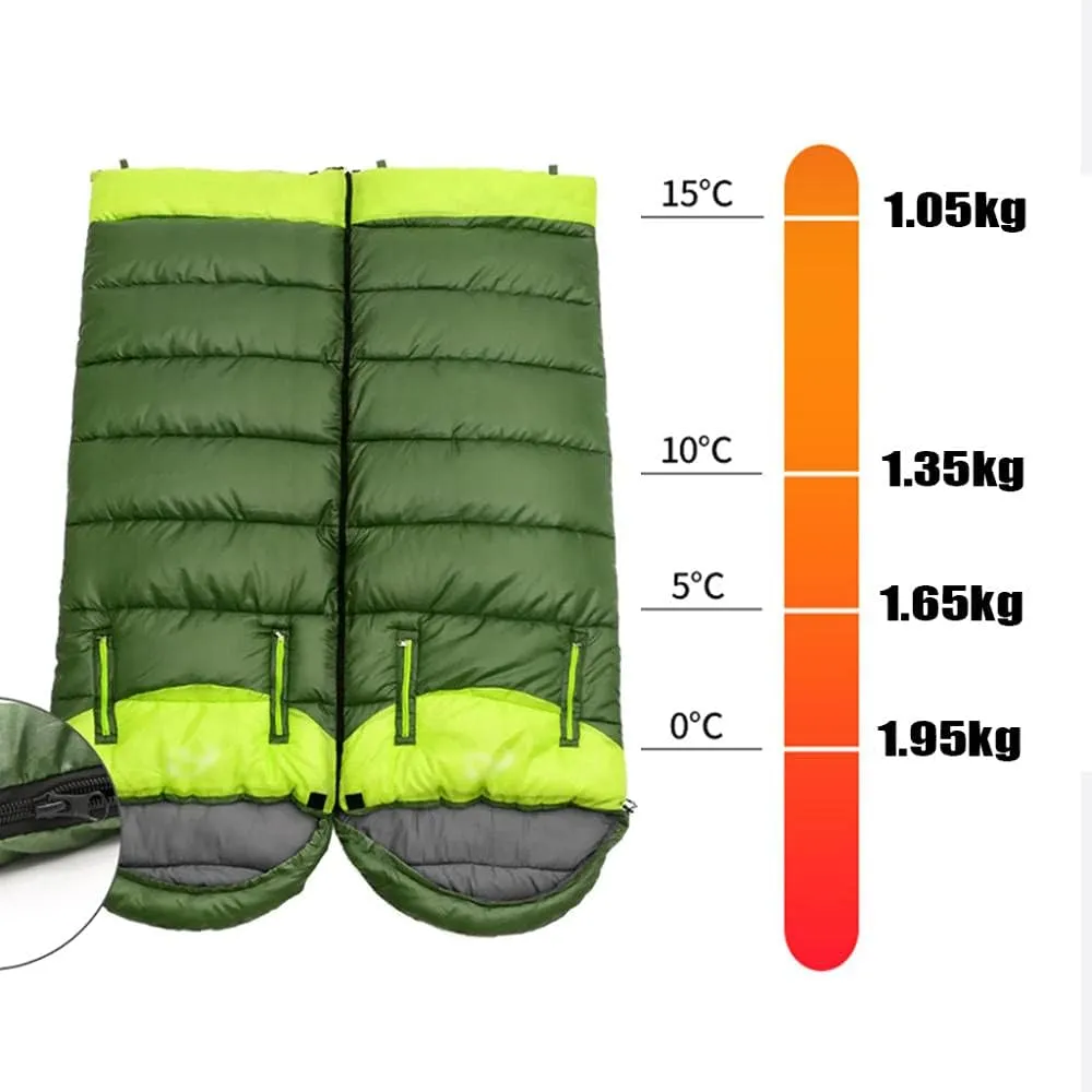 Envelope Sleeping Bag, Warm Waterproof Lightweight Camping Sleeping Bag, 190cm75cm,Can Be Spliced Double Sleeping Bag, Sleeping Bags for Adults and Children Camping -1kg_Green Left Super