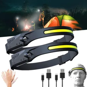 Esissenils Rechargeable Headlamp 2PCS, 230° Wide Beam Head Lamp, Motion Sensor LED Headlamp Rechargeable, 5Mode Bright Headlamps for Adults, Head Lights for Camping, Hiking, Running, Outdoor