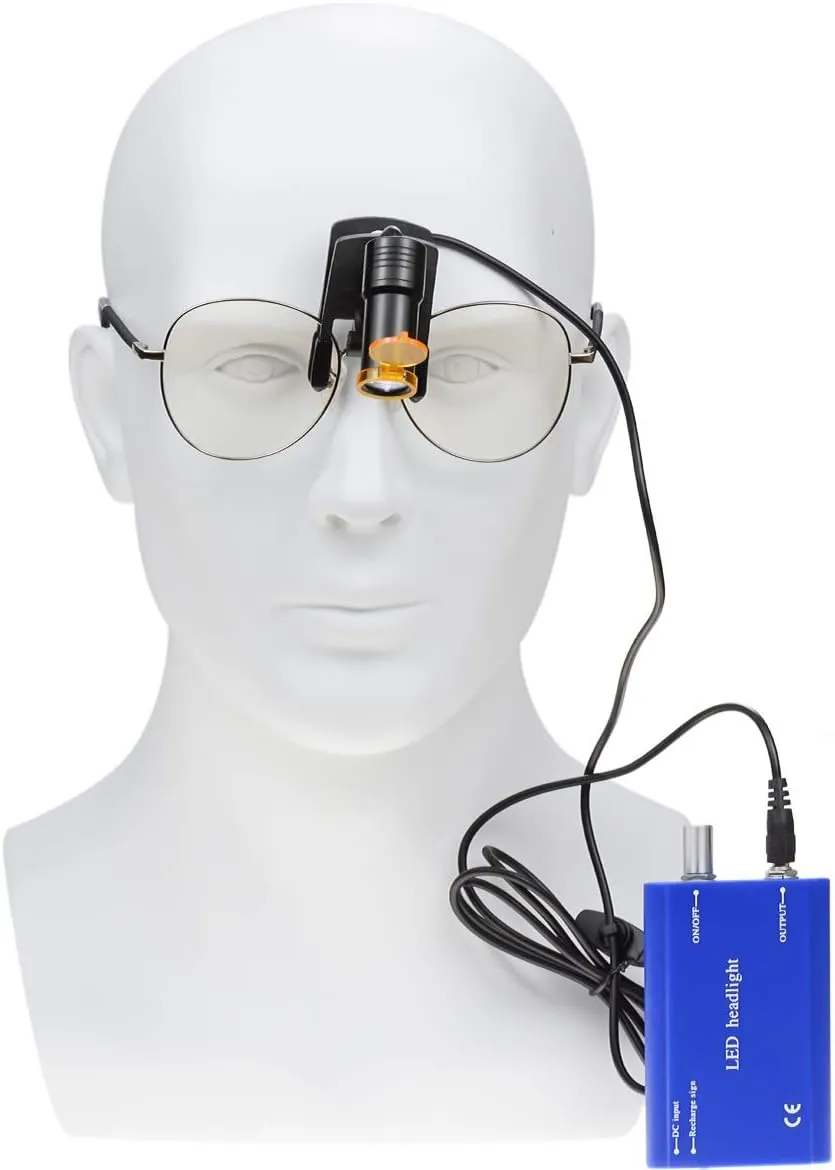 EustomA 5W LED Headlight Waist Hanging Type Plastic Clip On HeadLamp for Binocular Loupes DY-008 (Blue)