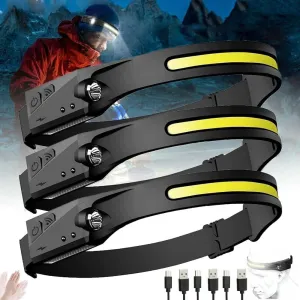 Everlyte Headlamp Rechargeable 3PCS, 230° Wide Beam Head Lamps LED with Motion Sensor for Adults, Mechanic Headlamp, Weatherproof, Lightweight Head Lights Flashlight for Hard Hat, Camping, Running