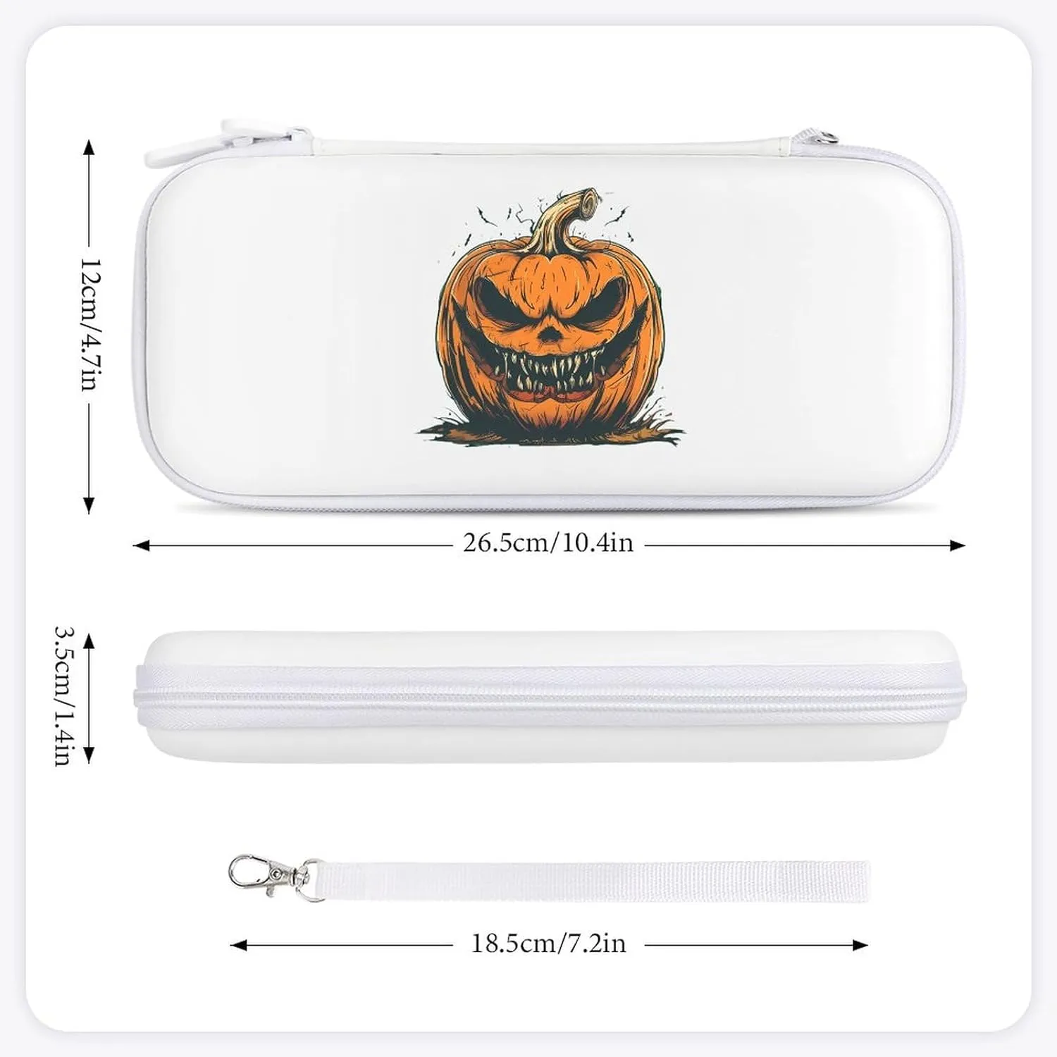 Evil Pumpkin King Halloween Hard Shell Travel Case with Rope 15 Game Card Pockets Compatible with Switch Protective