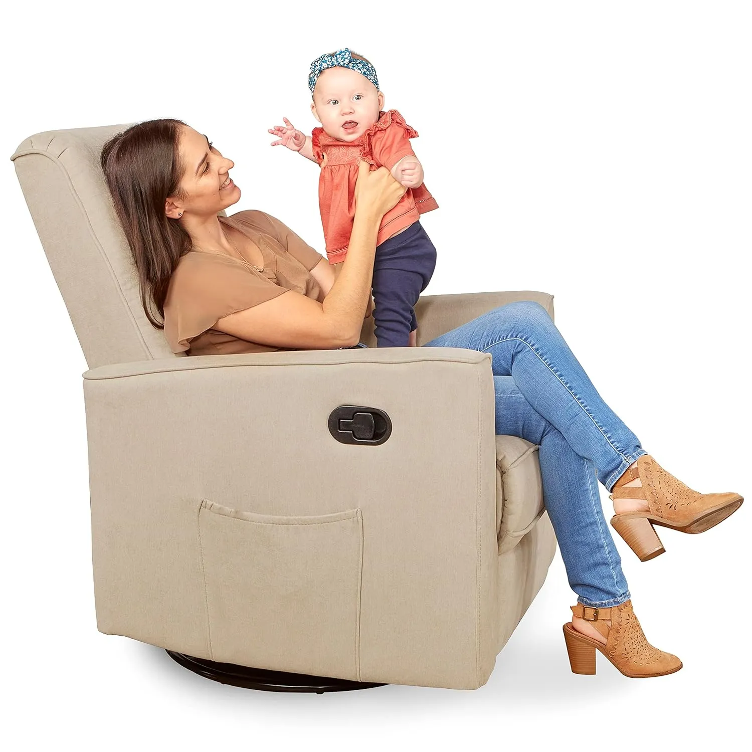 Evolur Raleigh Upholstered Plush Seating Nursery Glider 360-degree, Swivel Rocker Recliner, Multi Recline Positions, Greenguard Gold & JPMA Certified, Stain Resistant, Tool-Free Assembly, Shell