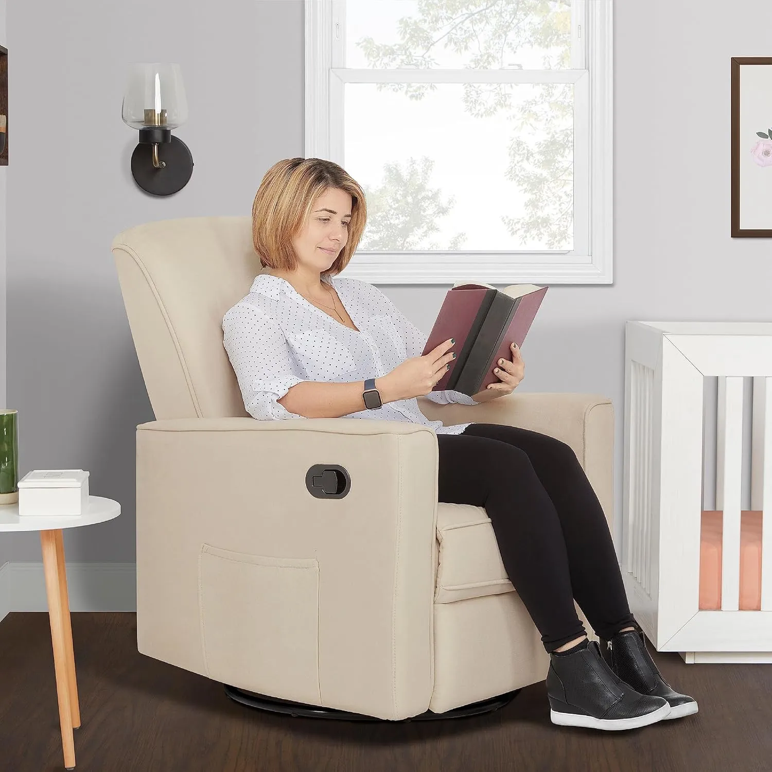 Evolur Raleigh Upholstered Plush Seating Nursery Glider 360-degree, Swivel Rocker Recliner, Multi Recline Positions, Greenguard Gold & JPMA Certified, Stain Resistant, Tool-Free Assembly, Shell