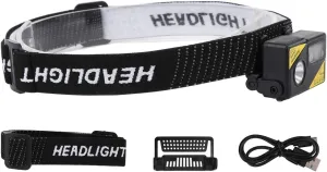 EVTSCAN K180 LED Lightweight USB Charging Headlamp Hat Clip Strong Light Control Waterproof Compact ABS Material Headlamp 45 Degrees Adjustable Lighting Angle for Outdoor Camping