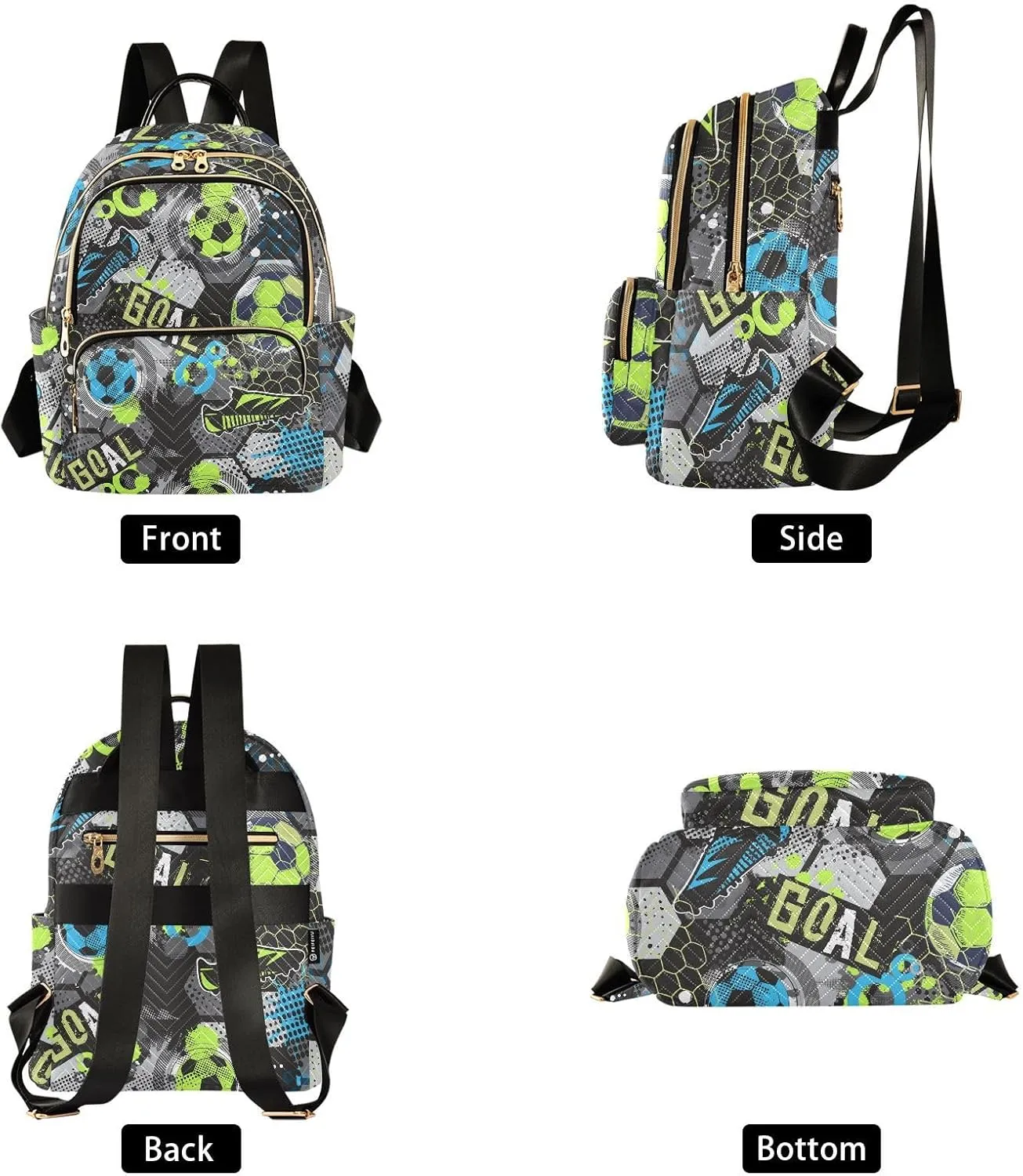 Exnundod Backpack Purse for Women Abstract Football Chaotic, Mini Fashion Backpack Soccer Goal Lightweight Casual Daypack Shoulder Bag Travel Backpack, Medium